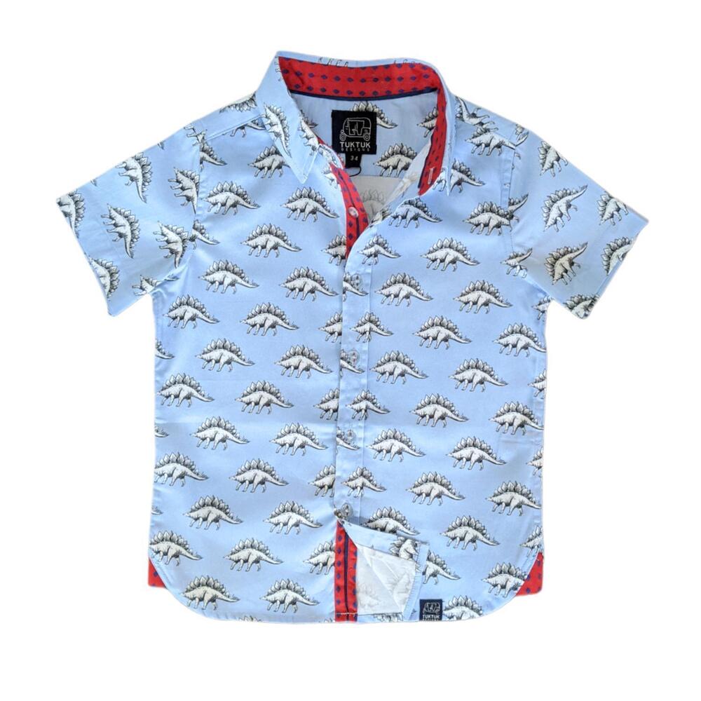 NEW TUKTUK DESIGNS boys dinos button front shirt in blue